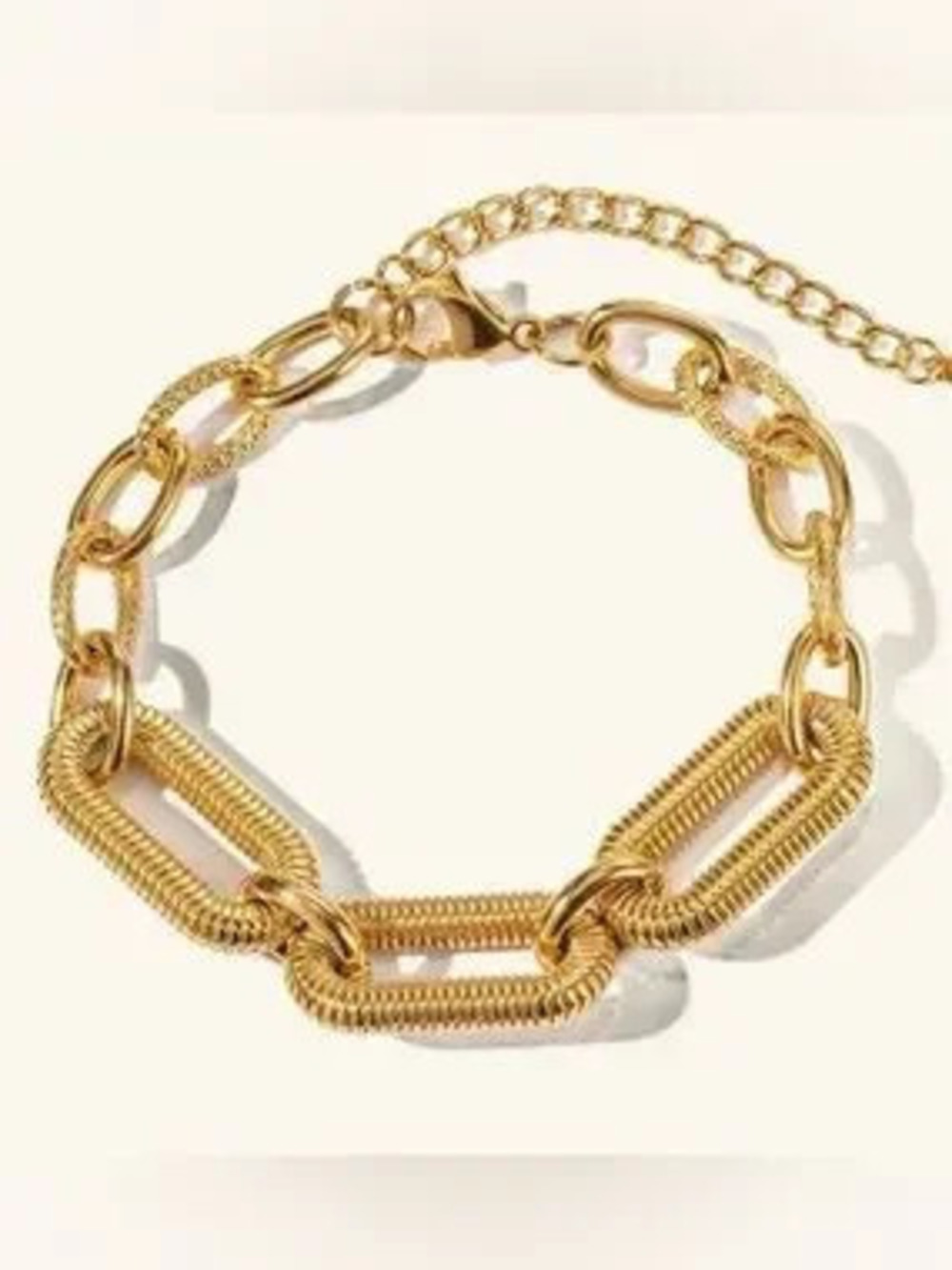 18K Gold Plated Chunky Paperclip Chain Bracelet